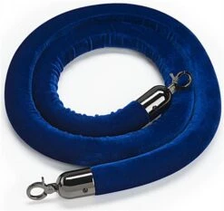 6.5’ Velvet Stanchion Rope With Black Clasps - Blue
