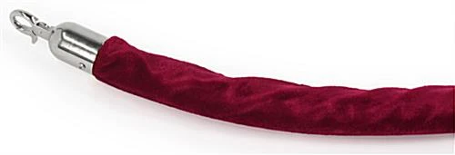 6.5' Velvet Stanchion Rope With Chrome Clasps - Burgundy 2 6.5' Velvet Stanchion Rope With Chrome Clasps - Burgundy