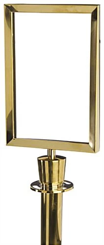 QueuePole Round 7 X 11 Sign Frame For Stanchions - Brass