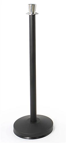 QueuePole Round (2) 39" Black Stanchion Posts W/ Chrome Tops & 6.5' Black Rope 5 QueuePole Round (2) 39" Black Stanchion Posts W/ Chrome Tops & 6.5' Black Rope - Image 3