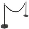QueuePole Round (2) 39" Black Stanchion Posts W/ Chrome Tops & 6.5' Black Rope