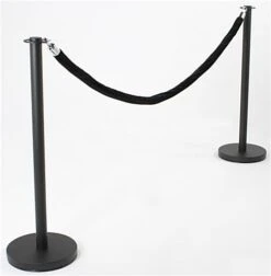 QueuePole Round Set Of (2) 39" Black Stanchion Posts With 6.5' Black Rope