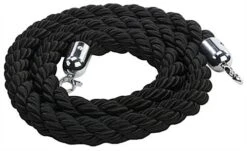 6.5' Braided Nylon Stanchion Rope With Chrome Clasps - Black