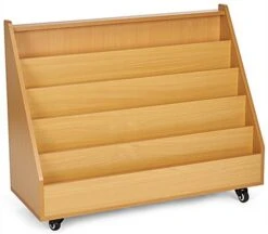 Bookshelf W/ Wheels, Dry Erase Board Back, 5 Shelves - Beech Wood