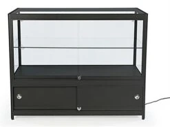 48" Retail Display Case W/Cabinet, LED Side Lights, Slide Doors, Unassembled - Black -LuxeDisplay Shop sctct48ldb.ra2 preview