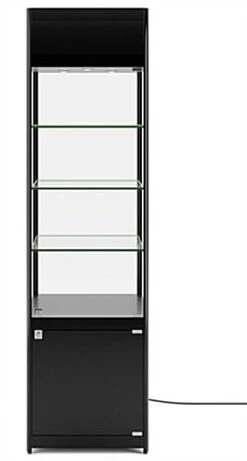20" Display Case W/ LED Lights, Glass Shelves, Locking Hinged Door - Black -LuxeDisplay Shop sctld2078.ra2 preview