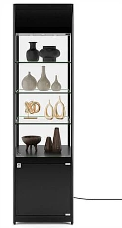 20" Display Case W/ LED Lights, Glass Shelves, Locking Hinged Door - Black -LuxeDisplay Shop sctld2078.ra3 preview