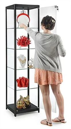 18" DIY Display Case, Adjustable Shelves & Locking Hinged Door, Unassembled - Black -LuxeDisplay Shop sctwrcbbk.ra3 preview