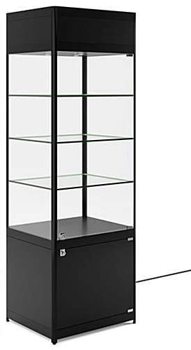 24" Display Case W/LED Lighting, Adjustable Shelves, Locking Hinged Door - Black 4 24" Display Case W/LED Lighting, Adjustable Shelves, Locking Hinged Door - Black - Image 2