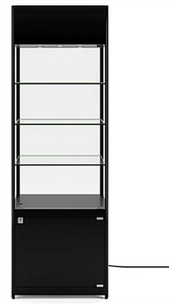 24" Display Case W/LED Lighting, Adjustable Shelves, Locking Hinged Door - Black 12 24" Display Case W/LED Lighting, Adjustable Shelves, Locking Hinged Door - Black -LuxeDisplay Shop sctwrld24.ra2 preview