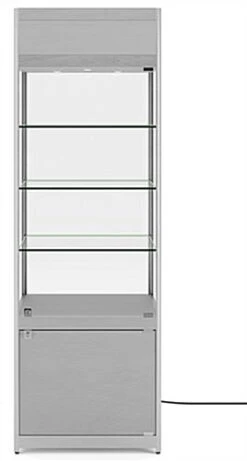 24" Display Case W/ LED Lights, Adjustable Shelves, Locking Hinged Door - Silver 13 24" Display Case W/ LED Lights, Adjustable Shelves, Locking Hinged Door - Silver -LuxeDisplay Shop sctwrld2s.ra3 preview