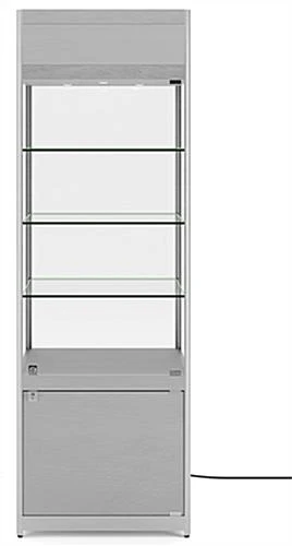 24" Display Case W/ LED Lights, Adjustable Shelves, Locking Hinged Door - Silver 6 24" Display Case W/ LED Lights, Adjustable Shelves, Locking Hinged Door - Silver - Image 4