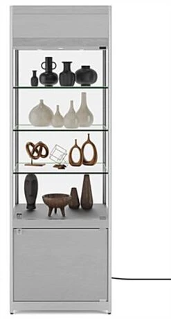 24" Display Case W/ LED Lights, Adjustable Shelves, Locking Hinged Door - Silver 14 24" Display Case W/ LED Lights, Adjustable Shelves, Locking Hinged Door - Silver -LuxeDisplay Shop sctwrld2s.ra4 preview