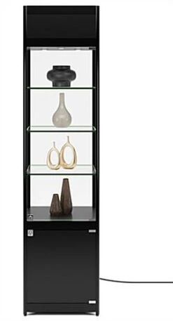 18" LED Display Case W/Cabinet Base, Adjustable Shelves & Locking Hinged Door - Black -LuxeDisplay Shop sctwrledb.ra3 preview