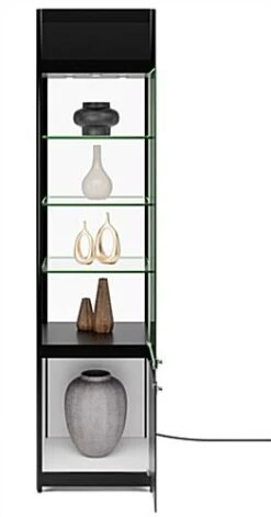 18" LED Display Case W/Cabinet Base, Adjustable Shelves & Locking Hinged Door - Black -LuxeDisplay Shop sctwrledb.ra5 preview