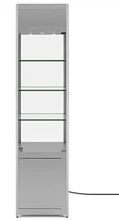 18" LED Display Case W/Cabinet Base, Adjustable Shelves & Locking Hinged Door -Silver -LuxeDisplay Shop sctwrleds.ra2 preview