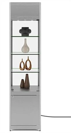 18" LED Display Case W/Cabinet Base, Adjustable Shelves & Locking Hinged Door -Silver -LuxeDisplay Shop sctwrleds.ra3 preview