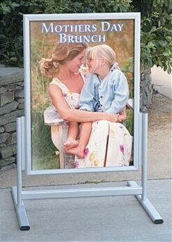 23 X 33 Sidewalk Sign For Posters, Snap Open, Double Sided, Outdoor - Silver