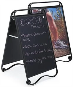 24 X 36 Write-On Board A-Frame, Chalk, Double Sided, Clear Lens - Black