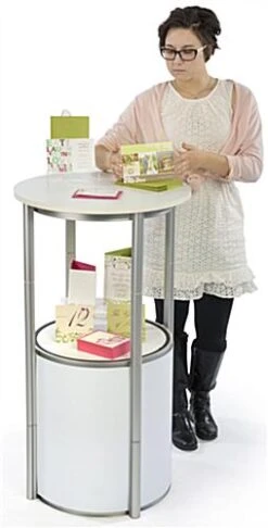 41.5" Portable Round Twist Counter With Shelves, 8 White Panels - Silver -LuxeDisplay Shop slvtwst1m.ra3 preview