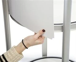 41.5" Portable Round Twist Counter With Shelves, 8 White Panels - Silver -LuxeDisplay Shop slvtwst1m.ra8 preview