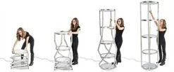 80.25" Portable Round Twist Tower W/Shelves, Top Light, White & Clear Panels - Silver -LuxeDisplay Shop slvtwst2ml.ra2 preview