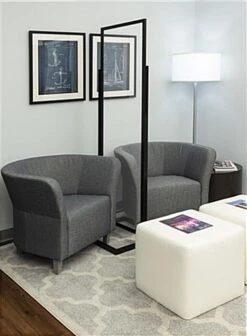 Floor Standing Sneeze Shield With Clear Acrylic Panel, Top Loading - Black -LuxeDisplay Shop sm2269as.ra4 preview