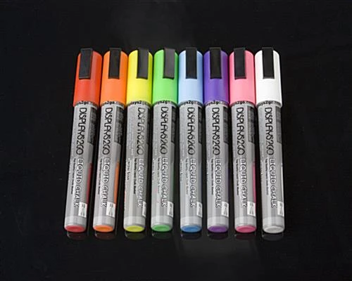 Liquid Chalk Markers, 3/16" Chisel Tip - Set Of 8 Neon Colors 4 Liquid Chalk Markers, 3/16" Chisel Tip - Set Of 8 Neon Colors - Image 2