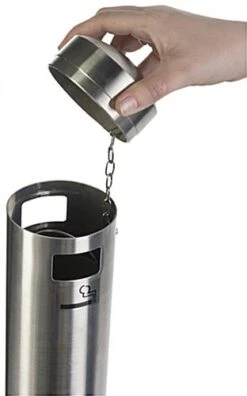 40” Outdoor Ashtray W/ 3000 Cigarette Capacity - Silver -LuxeDisplay Shop smokflsv.ra1 preview