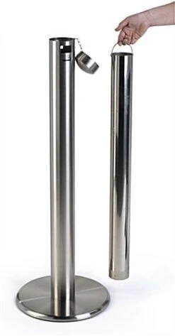 40” Outdoor Ashtray W/ 3000 Cigarette Capacity - Silver -LuxeDisplay Shop smokflsv.ra3 preview