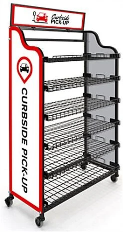 39.5" Wire Racks W/ (3) Pre-Printed Panels, 4 Locking Caster Wheels - Curbside Pickup