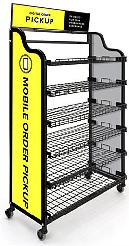 39.5" Wire Racks W/ (3) Pre-Printed Panels, 4 Locking Caster Wheels - Mobile Pickup 3 39.5" Wire Racks W/ (3) Pre-Printed Panels, 4 Locking Caster Wheels - Mobile Pickup