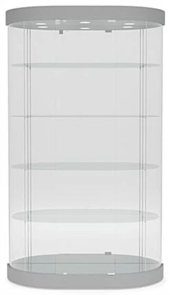 44" Glass Display Case W/ Top Lights, Wheels, Adjustable Shelves, Locking - Silver 14 44" Glass Display Case W/ Top Lights, Wheels, Adjustable Shelves, Locking - Silver -LuxeDisplay Shop so209msv.ra1 preview