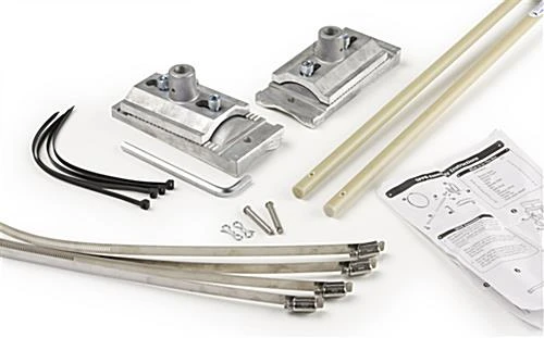 Adjustable Street Pole Brackets, Hold (1) 36"w Banner - Silver 3 Adjustable Street Pole Brackets, Hold (1) 36"w Banner - Silver