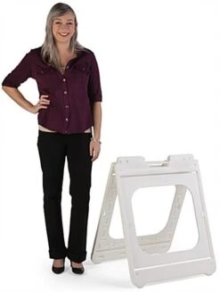 Square Sidewalk Sign Frame For 24 X 24 Coroplast Boards, Double Sided, Handle - White -LuxeDisplay Shop sps2424wh.ra2 preview