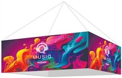 8' Square Hanging Ceiling Banner With Custom Printed Stretch Fabric