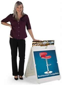 24 X 24 Square Sidewalk Sign Frame, 2 Coroplast Boards & Header, UV Printing - White 8 24 X 24 Square Sidewalk Sign Frame, 2 Coroplast Boards & Header, UV Printing - White -LuxeDisplay Shop ss2424whup.ra2 preview