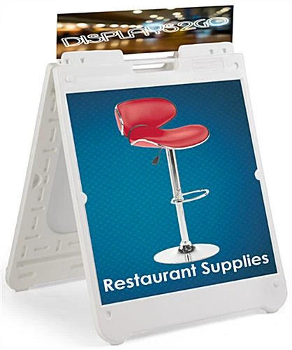 24 X 24 Square Sidewalk Sign Frame, 2 Coroplast Boards & Header, UV Printing - White 3 24 X 24 Square Sidewalk Sign Frame, 2 Coroplast Boards & Header, UV Printing - White