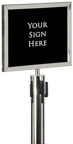 QueuePole.Economy 14 X 11 Stanchion Sign Frame, Slide-in Design, Landscape - Silver