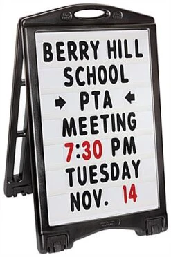 24 X 36 Collapsible A-Frame Letter Board, 2-Sided W/ Wheels, Includes Letter Set