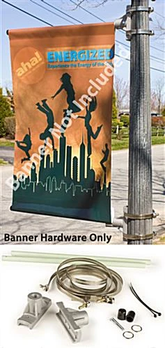 Economy Street Pole Brackets, Hold (1) 18"w Banner - Silver