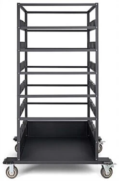 Stanchion Cart For 18 Posts With Locking Casters, Bumpers, Padding - Black -LuxeDisplay Shop stct18.ra3 preview