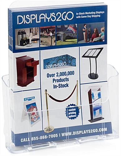 Literature Holder, 4"/8.5"w, Wall Or Tabletop, 1/2 Pockets - Clear 5 Literature Holder, 4"/8.5"w, Wall Or Tabletop, 1/2 Pockets - Clear - Image 3