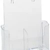Literature Holder, 4"/8.5"w, Wall Or Tabletop, 1/2 Pockets - Clear -LuxeDisplay Shop stlt40x2.rw preview