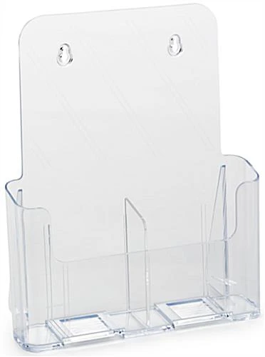 Literature Holder, 4"/8.5"w, Wall Or Tabletop, 1/2 Pockets - Clear 3 Literature Holder, 4"/8.5"w, Wall Or Tabletop, 1/2 Pockets - Clear