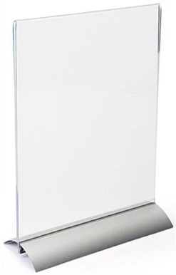Workshop Series 8.5 X 11 Acrylic Sign Holder W/ Aluminum Base, Bottom Insert - Clear -LuxeDisplay Shop stsw8511.ra2 preview