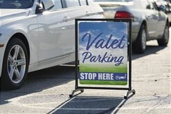 22 X 28 Swinger Sign Frame, T-Base, 2 Sided, Ring Hooks - Black -LuxeDisplay Shop swss2228bk.renv preview