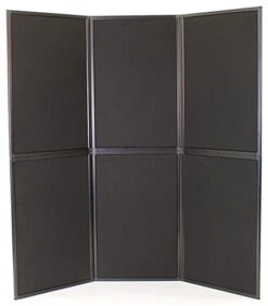 67"w Floor Standing Hook & Loop Display Board, 6 Panels - Black