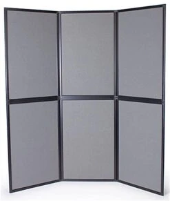 67"w Floor Standing Hook & Loop Display Board, 6 Panels - Gray