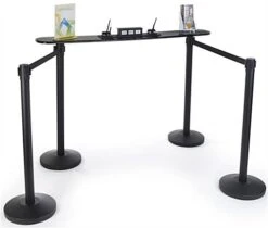 QueuePole.Economy (4) 41.5” Stanchion Posts W/ Black Belt & Writing Surface - Black